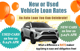 New Auto as low as 5.24% APR and Used Auto or Refinance as low as 6.24% APR